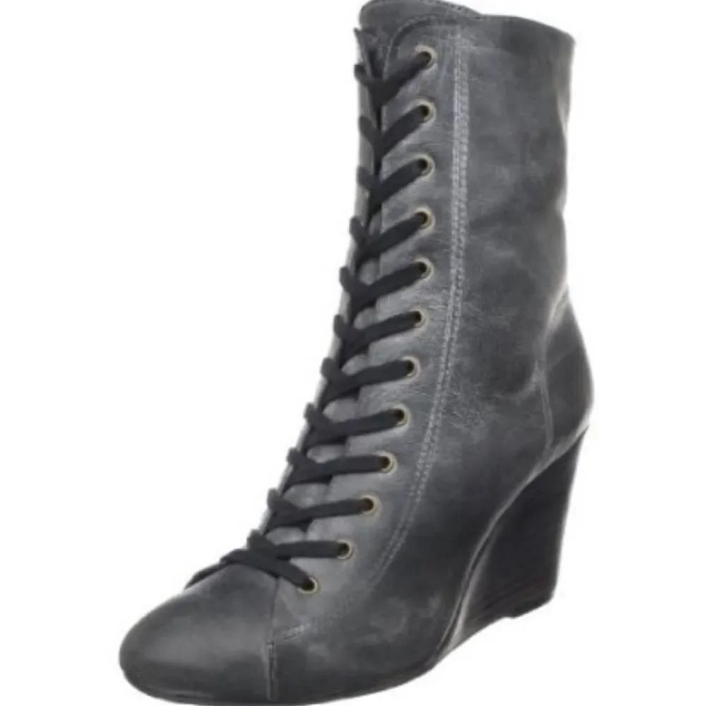 STEVEN BY STEVE MADDEN WEDGE LACE-UP ANKLE BOOTS R3